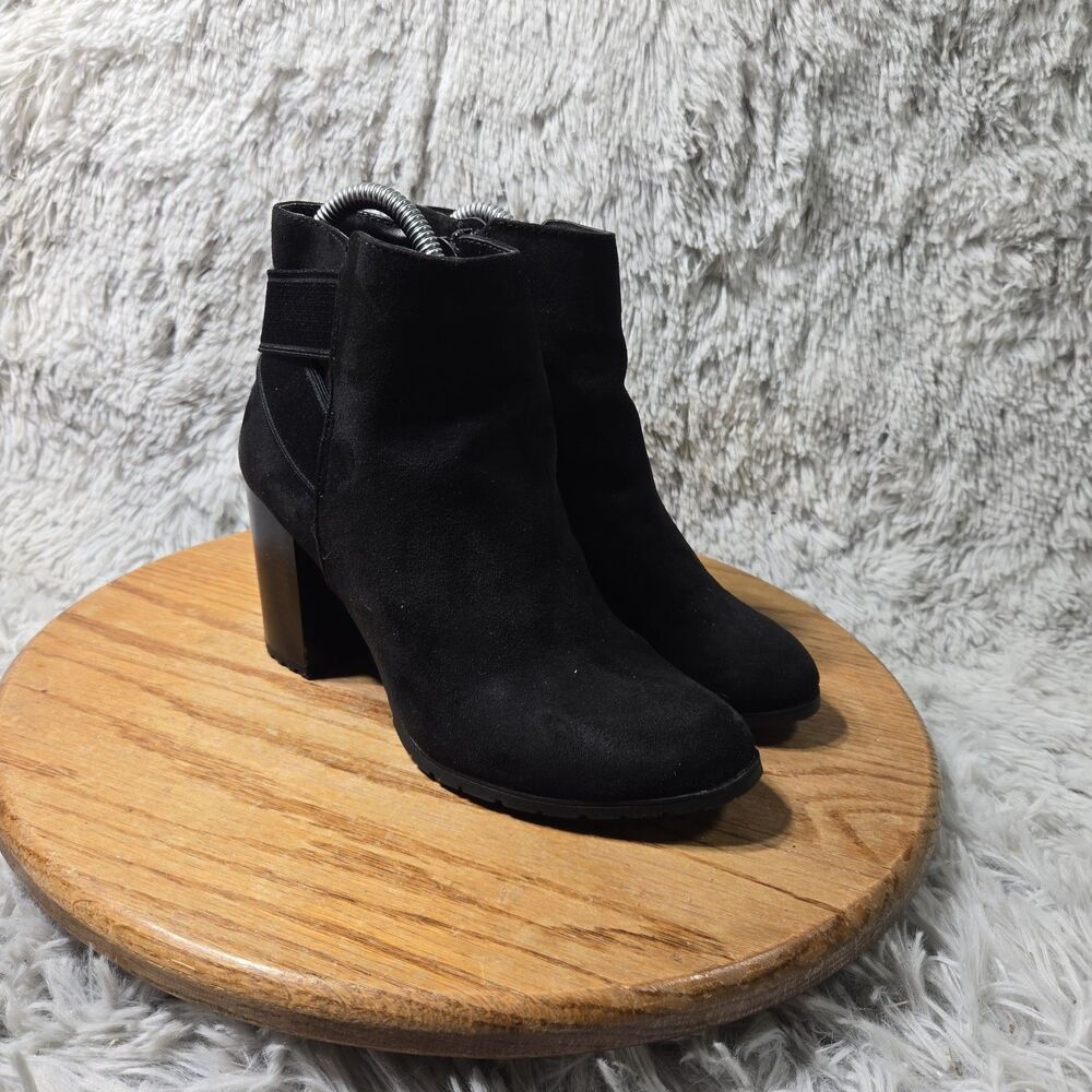 “A New Day” Grunge Booties Womens Black Boots  3” Hill Side Zippers Women Size 6